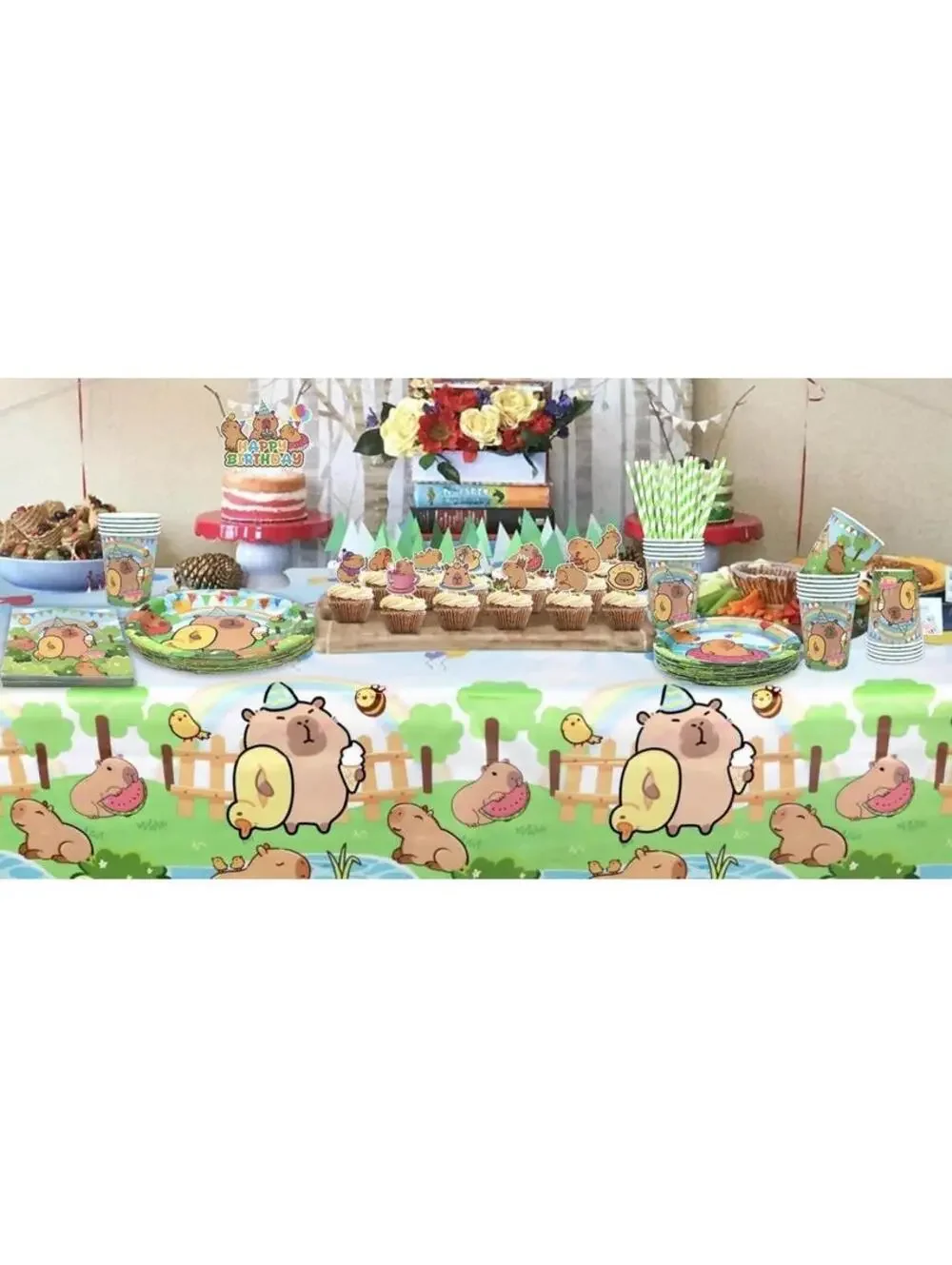 Capybara Birthday Party Supplies Set Balloons Plates Cups Tablecloth Decor Fun!